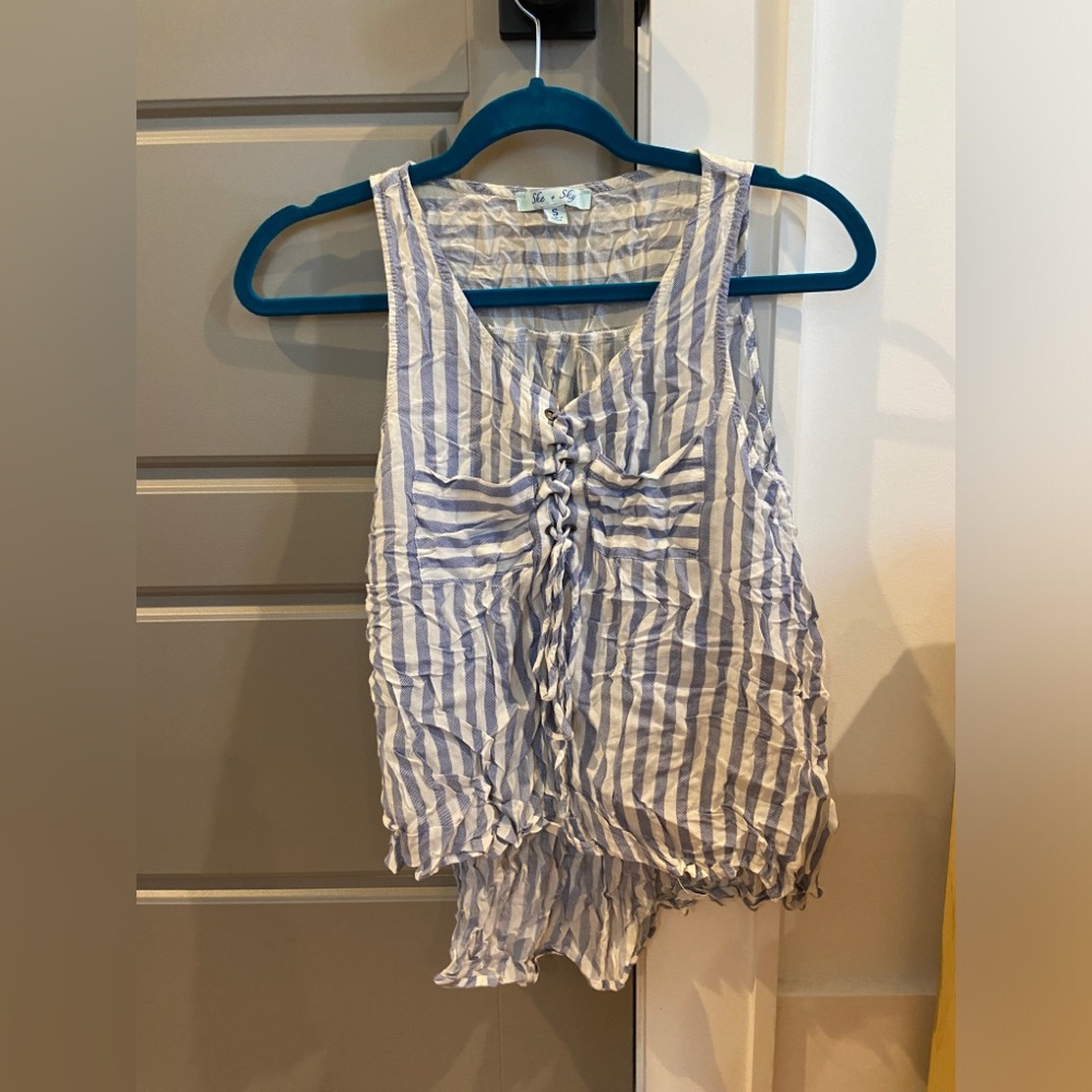 She + Sky Checkered Sleeveless Top